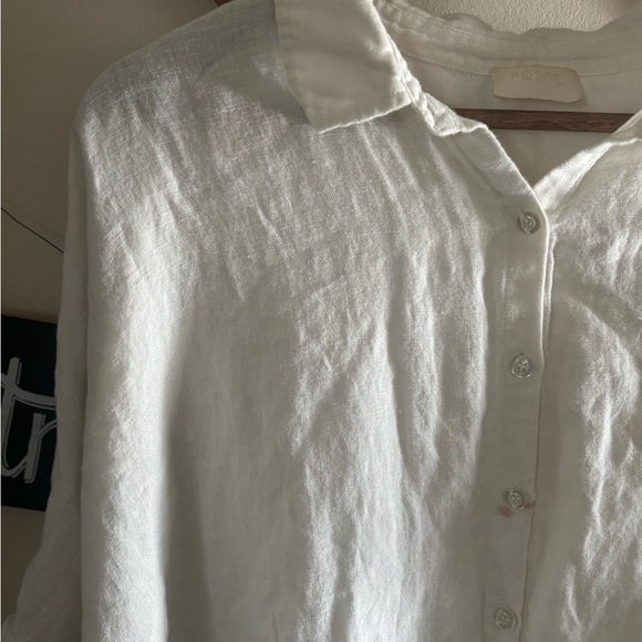 Posse Oversized Linen Blend Button Up Blouse - Picture 2 of 3